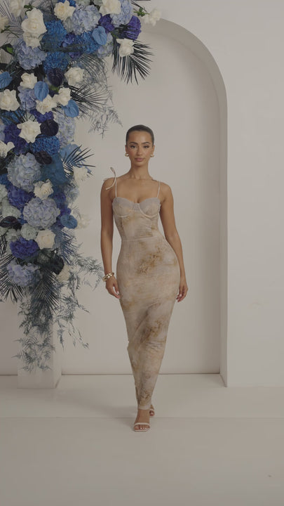 biosphere maxi dress Earth Toned Printed Maxi Dress