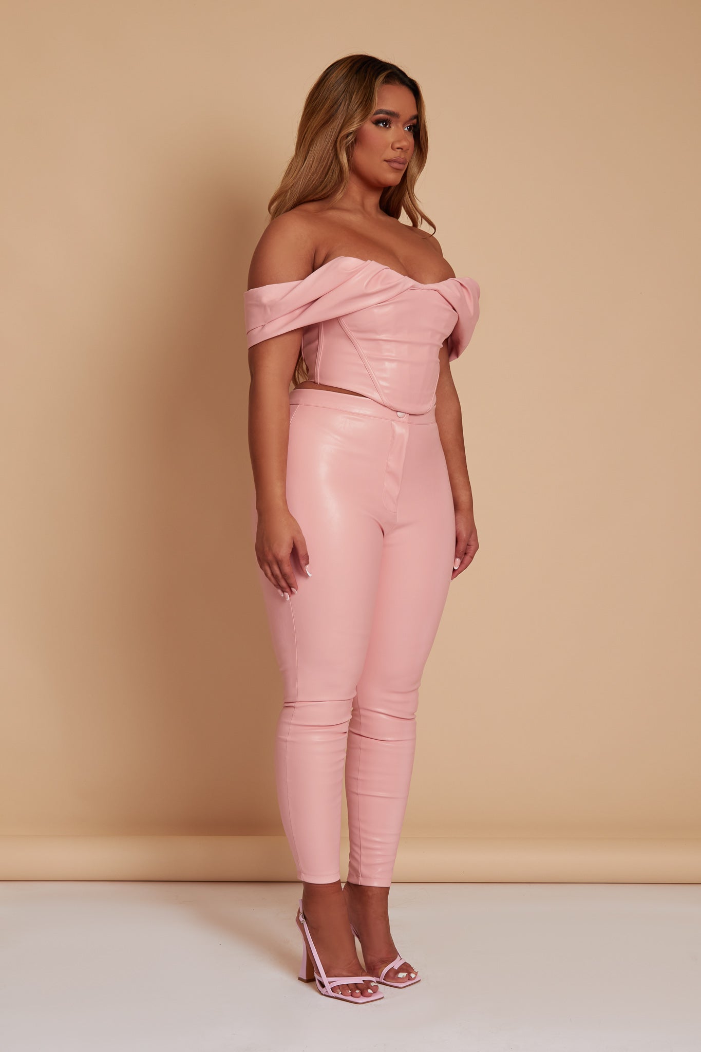 Pink patent 2024 leather pants