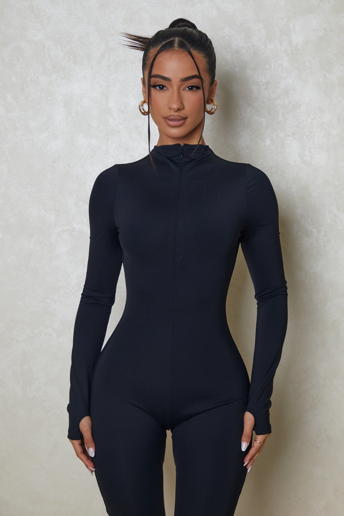 Contour zip up jumpsuit black marsthelabel