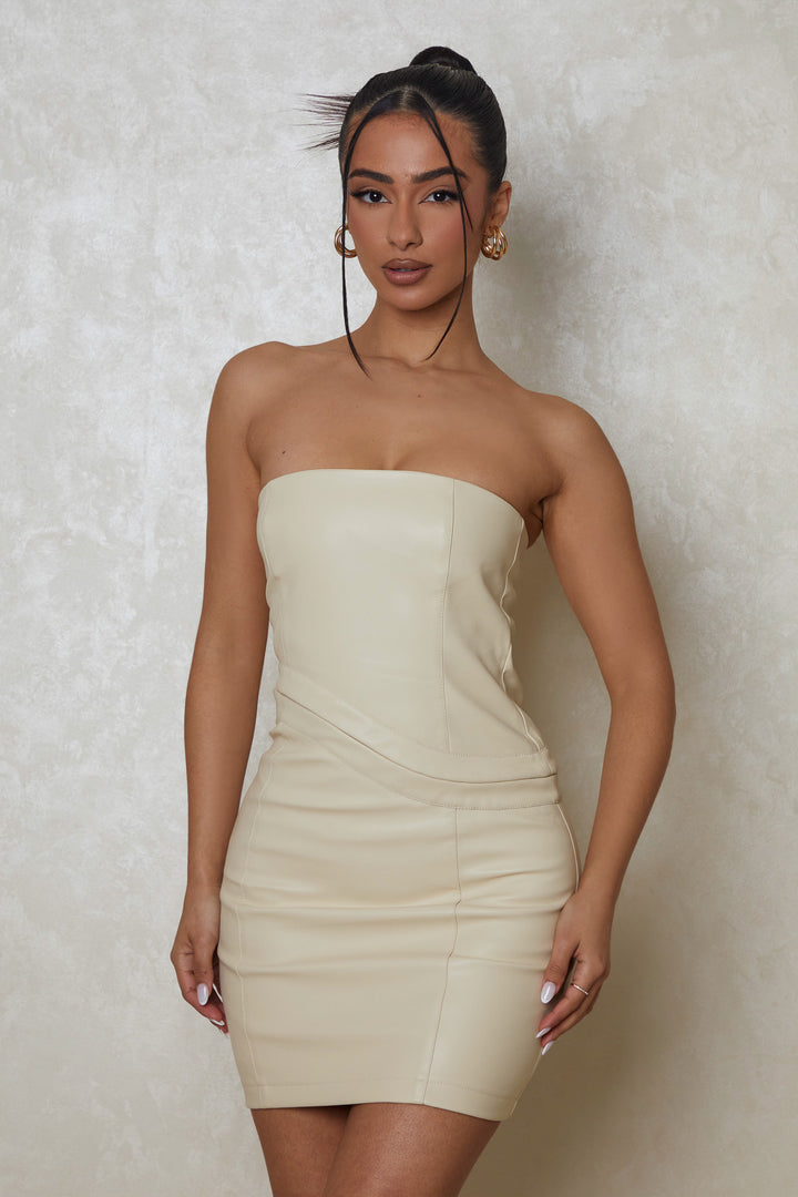 The Leather Hook And Eye Dress in Cream marsthelabel The Leather Hook And Eye Dress in Cream marsthelabel