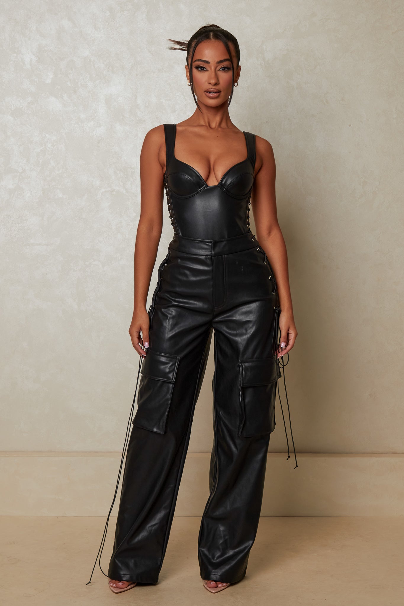 The Laced Leather Trousers - Black – marsthelabel