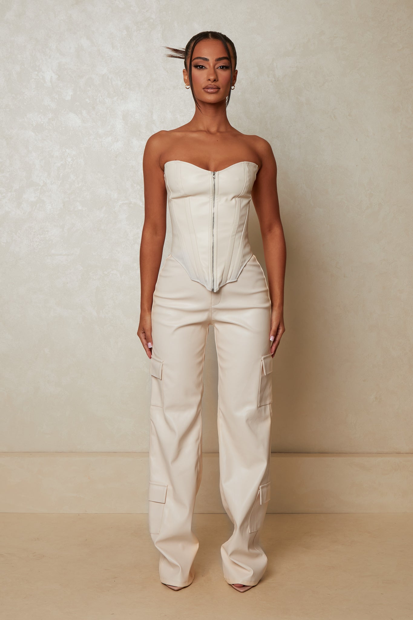 The Leather Pocket Trousers - Cream – marsthelabel